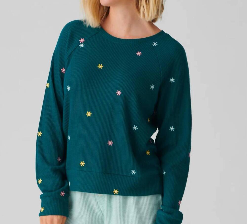 NEW PJ SALVAGE take it easy long sleeve top in teal